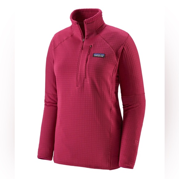 Patagonia Womens XS Half Zip Red Craft Pink R1 Waffle Fleece Collared Polartec - Picture 1 of 6